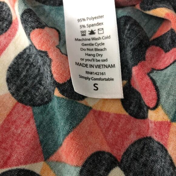 Lularoe Irma Tunic Disney Minnie Mouse Geometric Size S Short Sleeve Multi Color - Picture 5 of 8